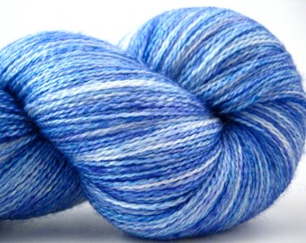 Hand-Dyed Superwash BFL Wool Silk Lace Yarn - Light Blue Semi-Solid - 875 Yards - Lace Weight (HD59)