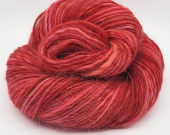 Handgesponnen garen – handgeverfde mashamwol – sportgewicht enkel garen – felrood – 153 yards "Fireberry" (HS45)