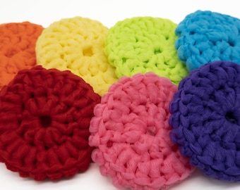 Handmade Crocheted Tulle Dish Scrubber - Double-Sided Design - Rainbow Colors - Kitchen and Household Cleaning Tool