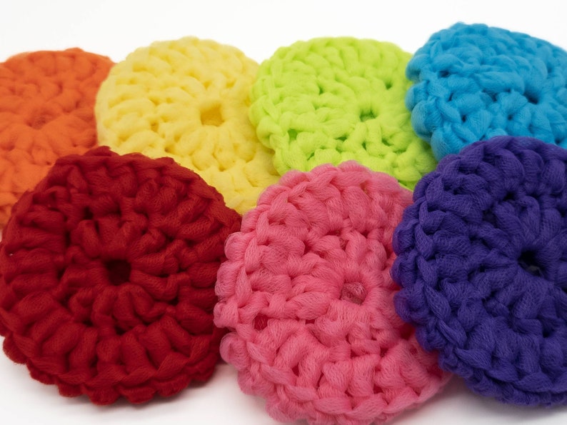 Handmade Crocheted Tulle Dish Scrubber Double-Sided Design Rainbow Colors Kitchen and Household Cleaning Tool image 1