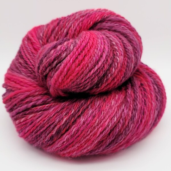 Handspun Yarn – Hand Dyed BFL Wool – 2 Ply Fingering Weight Yarn – Pink – 275 Yards (HS68)