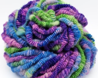 Handspun Coilspun Superwash BFL Art Yarn - Jumbo Weight - 22 Yards "Vibrant Vortex" (HS62)