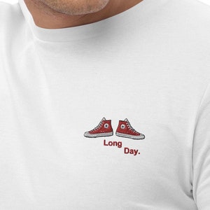 Embroidered Shoe Tee, Long Day T-Shirt, Sarcastic Humor