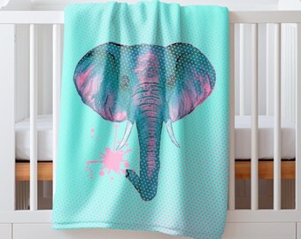 Manta personalizada de elefante para bebé, decoración de safari para la habitación del bebé