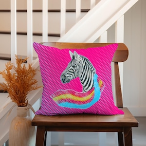 Zebra Pillow Gummy Candy Pillow Colorful Print Pillows Animal Print Room Decor Kids Room Decor Nursery Room Accent Cushion for Baby Gift