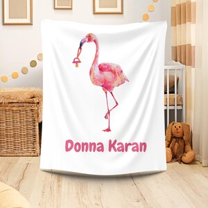 Personalisierte Flamingo Baby Decke, Dschungel Kinderzimmer Dekor