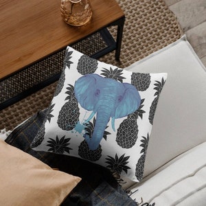 Elephant Pineapple Pillow Summer Print Cushion Animal Decor Kids Room Nursery Baby Living Room Cushion Mom Girlfriend Gift Tropical Decor