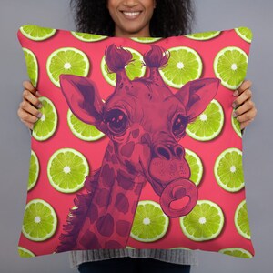 Jirafa limón verano impresión almohada animal habitación decoración recién nacido bebé regalo verde decoración niño habitación almohadas guardería almohada para bebés niños niñas regalo