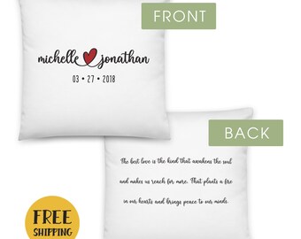 Valentine's Day Gift, Gift for her, Wedding Throw Pillow With Name / Date / Vow (INSERT INCLUDED) Anniversary, Newlywed Gift, Engagement