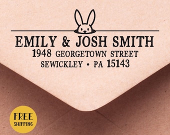 Rabbit Custom Address Stamp: Bunny Lover Rubber Stamp or Self Inking Housewarming Birthday 426