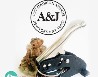 Custom Monogram Desk Embosser: Personalized Stationery Address, Library Book Embosser, or Custom Logo Seal 73