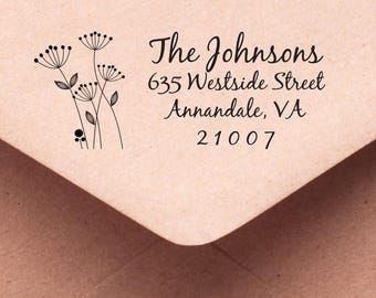 CUSTOM SELF INKING Address Stamp with floral design - Custom Address Stamp for Logo, Wedding, Housewarming 3