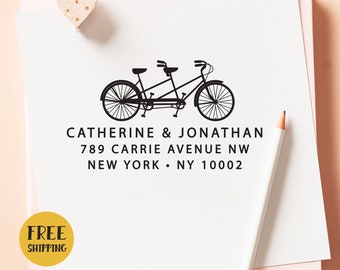 Custom Address Stamp, Self Inking Return Address Stamp, Return Address Stamp, Self Inking Stamp, Bikers Wedding Stamp, Housewarming Gift 186