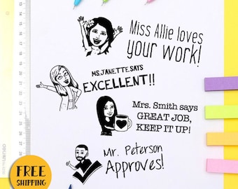 BEST REVIEWS Teacher Bitmoji Stamp / Custom Bitmoji Self-inking Stamp / Teacher Bitmoji Stamp / Custom Teacher Bitmoji Stamp / Teacher 4