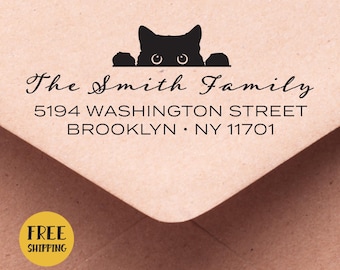Custom Cat Address Stamp: Personalized Self-Inking or Rubber Stamp for Pet Owners 7