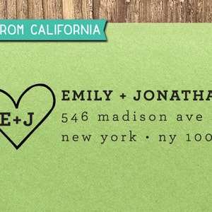 CUSTOM ADDRESS STAMP with proof from usa, Eco Friendly Self-Inking stamp, rsvp address stamp, custom stamp, custom designer stamp heart1 image 1