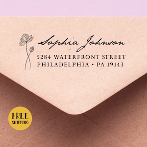 Geboortemaand bloem adresstempel, aangepaste adresstempel, adresstempel retour, zelfinktende stempel, bruiloftstempel, housewarmingcadeau 412