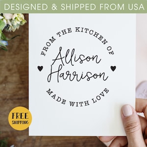 CUSTOM PRE-INKED Stamp, From the Kitchen of, From the Desk of, From the Library of, Bakery Logo Stamp, Gift for Mom, Baking Kitchen Stamp 4
