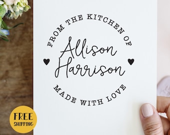 CUSTOM PRE-INKED Stamp, From the Kitchen of, From the Desk of, From the Library of, Bakery Logo Stamp, Gift for Mom, Baking Kitchen Stamp 4