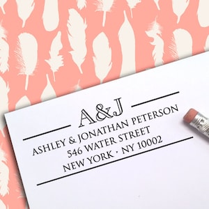CUSTOM Monogram Address Stamp - Perosnalized Self Inking or Rubber Stamp for Weddings, RSVP, Invitations, First Home Housewraming Gifts 97