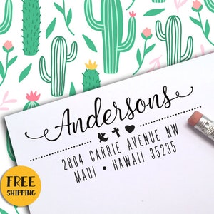 Christelijke retouradresstempel - aangepaste adresstempel, RSVP-stempel, zelfinktende, rubberen stempel, christelijk housewarmingcadeau, Hope Faith Love 4