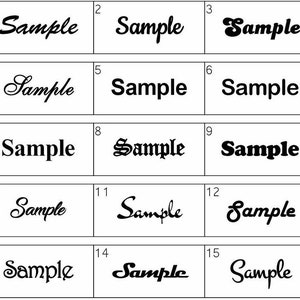 May include: A grid of 15 black and white images showing different variations of the word "Sample" in different fonts and styles.
