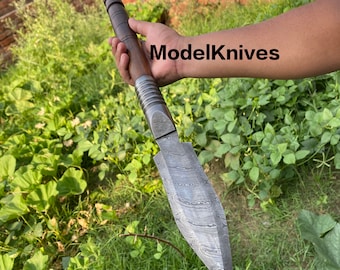 Custom Handmade 31" inches Damascus Viking Spear with Rose Wood Handle & Leather Sheath, Ready to use, best Gift for him, Groomsmen Gift