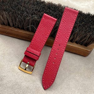 Red Epsom Calfskin Leather Watch Strap 24mm, 22mm, 21mm, 20mm, 19mm, 18mm, 17mm
