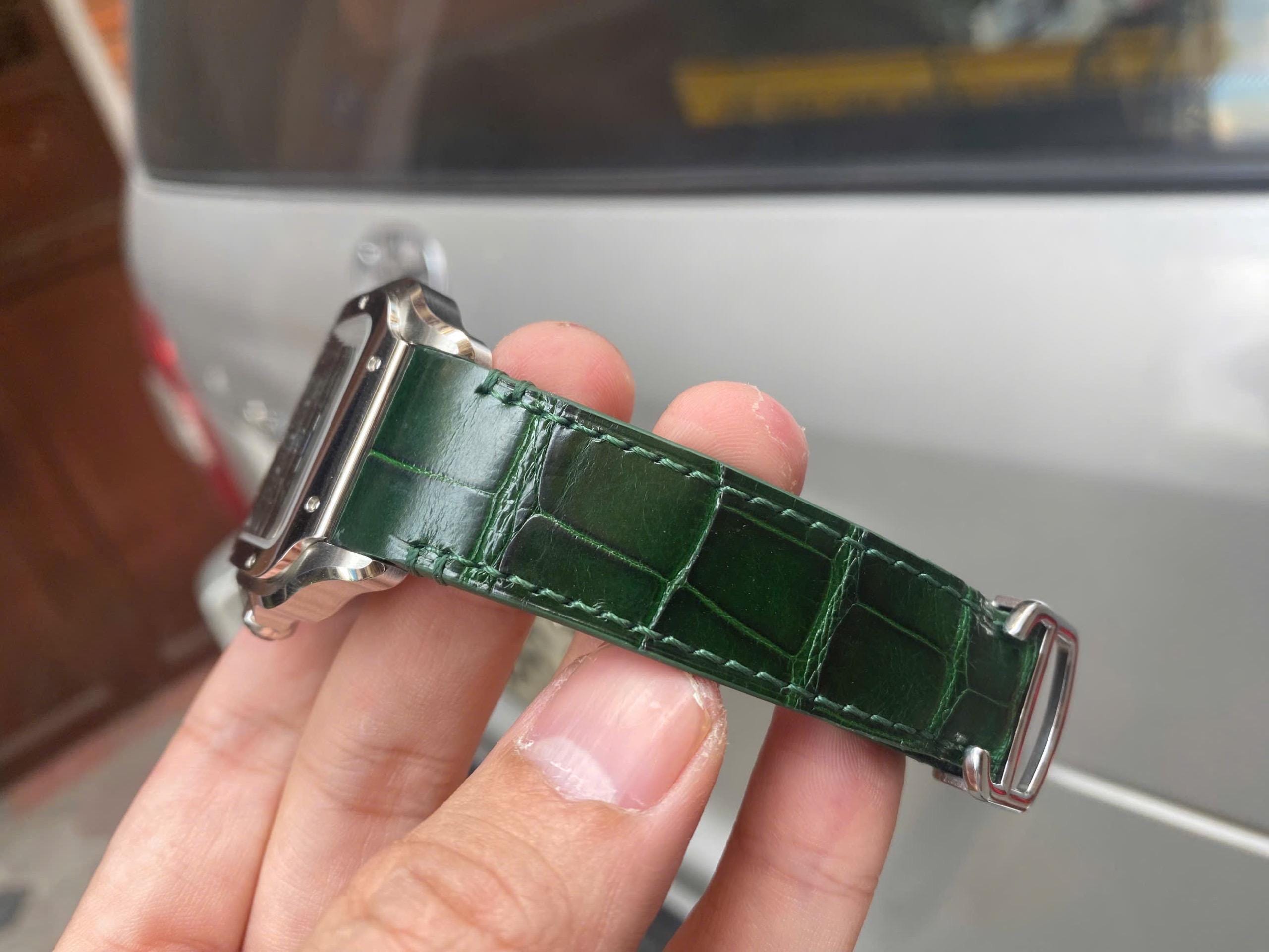 a【新品】カルティエ サントス用 純正 ベルト ストラップ Cartierサントスドゥカルティエ 純正レザーストラップ