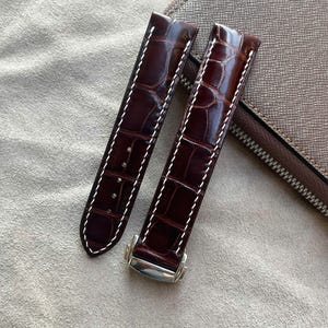 Brown Omega Leather Watch Strap 21mm, 20mm with Folding Clasp Free