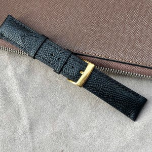 Correa de reloj de piel de becerro Epsom negra de 24 mm, 22 mm, 21 mm, 20 mm, 19 mm, 18 mm y 17 mm