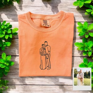 Custom Embroidered T-shirt, Outline Embroidered Photo Shirt, Portrait From Photo Shirt, Custom Photo Portrait, Embroidered Photo Shirt