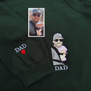 Custom Embroidered Portrait Sweatshirt From Photo, Custom Couple Portrait, Embroidered photo, Embroidery Sweater for Dad, Family Gift
