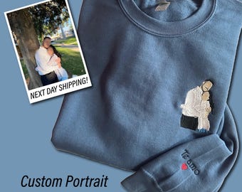 Embroidered Portrait Sweatshirt, Custom Embroidered Sweater, Personalized Sweatshirt, Embroidered photo, Custom Photo on Hoodie Embroidered