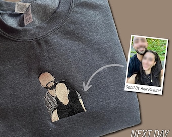 Custom Portrait from Photo Sweatshirt, Custom Couple Portrait, Personalized Sweatshirt, Embroidered photo, Custom Photo on Hoodie Embroidery