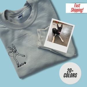 Pet Embroidered Sweatshirt, Custom Embroidered Pet Sweatshirts, Embroidered Pet Face & Name Sweatshirts, Custom Dog Portrait, Custom gift