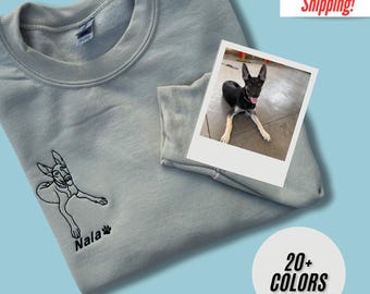 Pet Embroidered Sweatshirt, Custom Embroidered Pet Sweatshirts, Embroidered Pet Face & Name Sweatshirts, Custom Dog Portrait, Custom gift