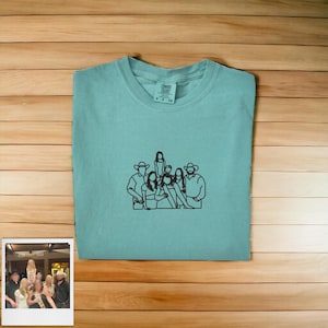 Comfort Color Embroidered Shirt, Custom Embroidered TShirt, Embroidered Photo T Shirt, Portrait From Photo Shirt, Custom Photo Portrait