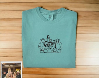 Comfort Color Embroidered Shirt, Custom Embroidered TShirt, Embroidered Photo T Shirt, Portrait From Photo Shirt, Custom Photo Portrait