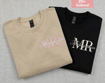 Embroidered Bride Sweatshirt, Personalized Mrs Sweatshirt, Custom Wedding Gift, Personalized Wedding Gift, Couple Matching Sweatshirt