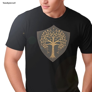 Livets träd T-shirt Heraldisk sköld Tillväxtsymbol Medeltida vapensköld Subtil stil TeesByAnnaV