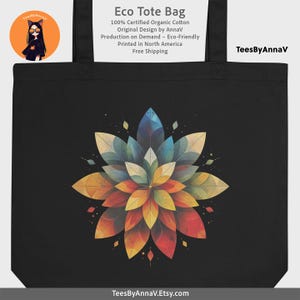 Botanic Mandala Eco Tote Bag Positive Vibes Harmonic Energy Nature Colours Art Flower Geometry Organic Cotton Bag Original TeesByAnnaV