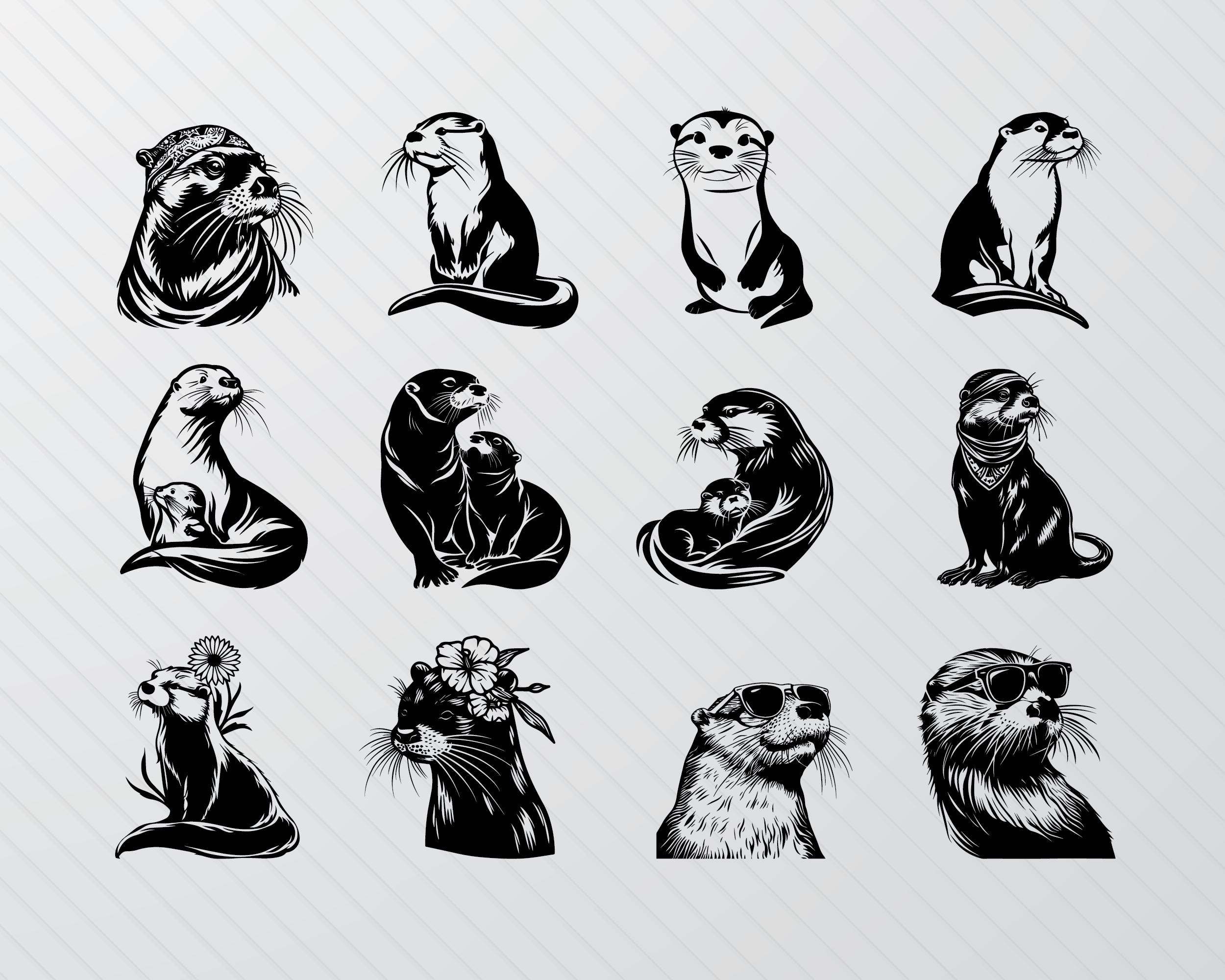 カワウソのシルエット SVG バンドル: ベクターアート、クリップアート