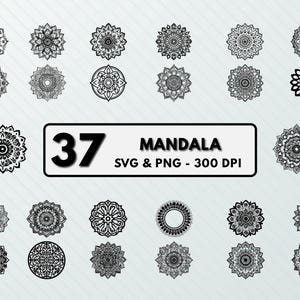 Mandala SVG PNG Clipart: Vector Cut File Set - Etsy