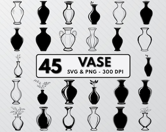Vase SVG Bundle: Flower Pot Outline Clipart (PNG, Vector)