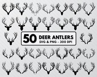 Deer Antlers Silhouette: SVG, PNG Clipart Bundle