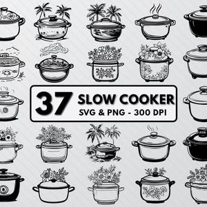 Slow Cooker Clipart: SVG, PNG, Vector Cut Files (300 DPI)