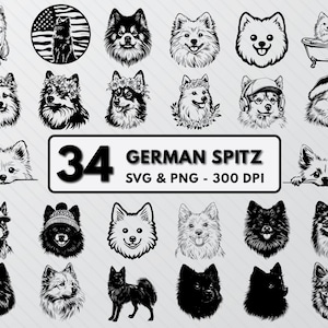 German Spitz Dog SVG Bundle: Silhouette Clipart (PNG, Vector)