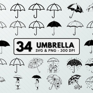 Umbrella Svg Png Bundle, Umbrella Silhouette, Umbrella Clipart, Umbrella Vector Decal, Umbrella Cut File, Umbrella Cricut Umbrella Icon Logo