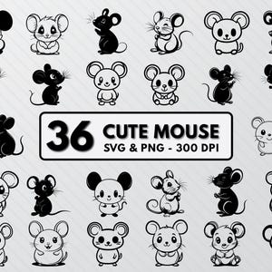 Cute Mouse Svg Bundle, Cute Mouse Silhouette Png, Cartoon Mouse Vector Design, Cute Cartoon Mouse Svg Clipart Decal, Mouse Cut Files Cricut